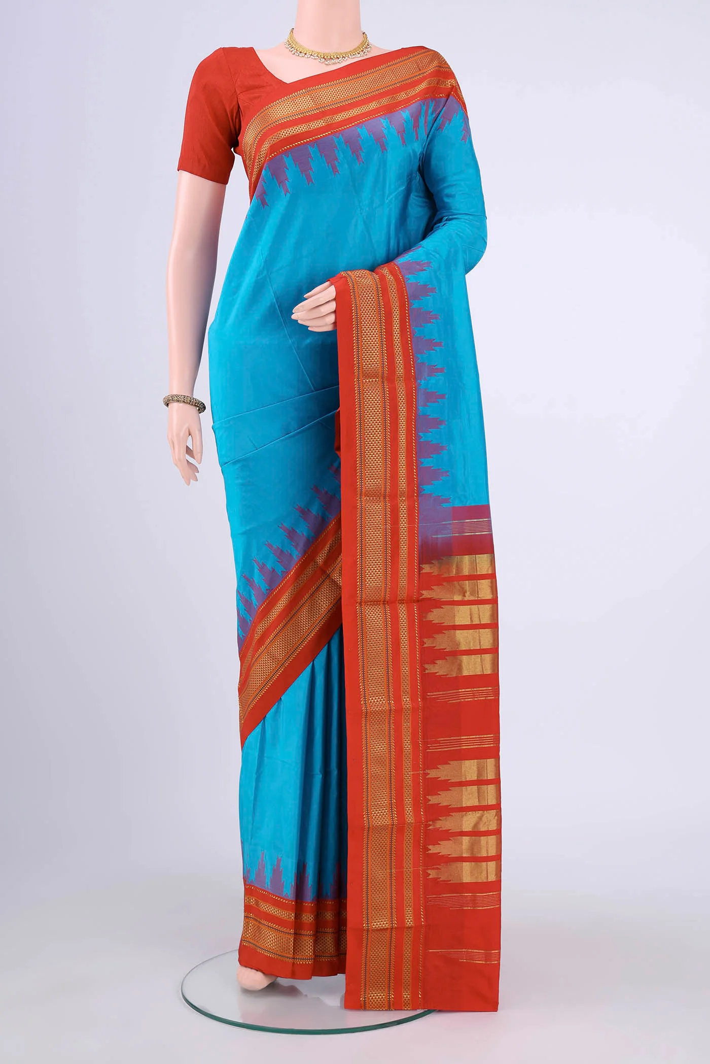 Blue Blended Bangalore Silk Saree