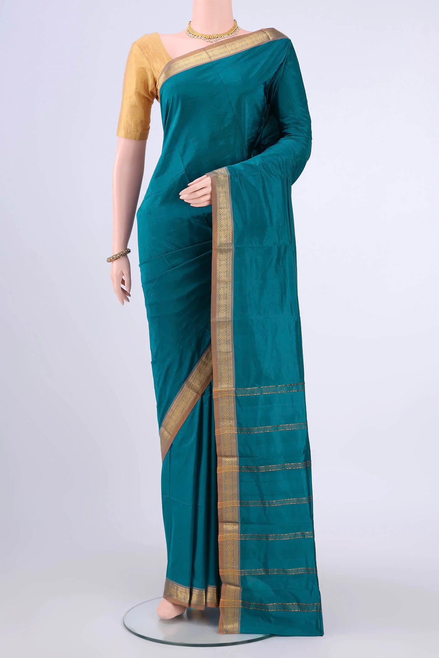 Blue Blended Bangalore Silk Saree