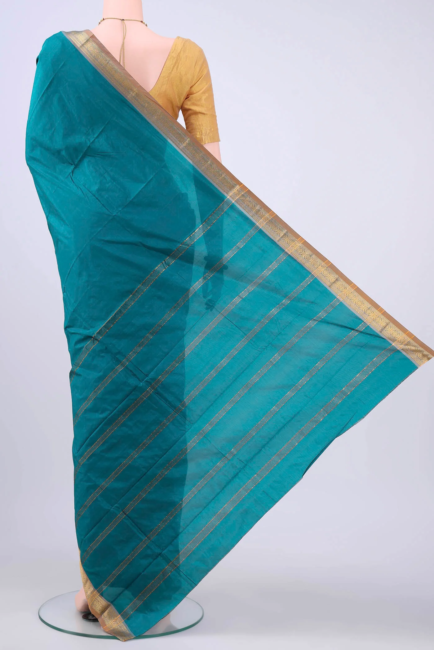 Blue Blended Bangalore Silk Saree - Image 3