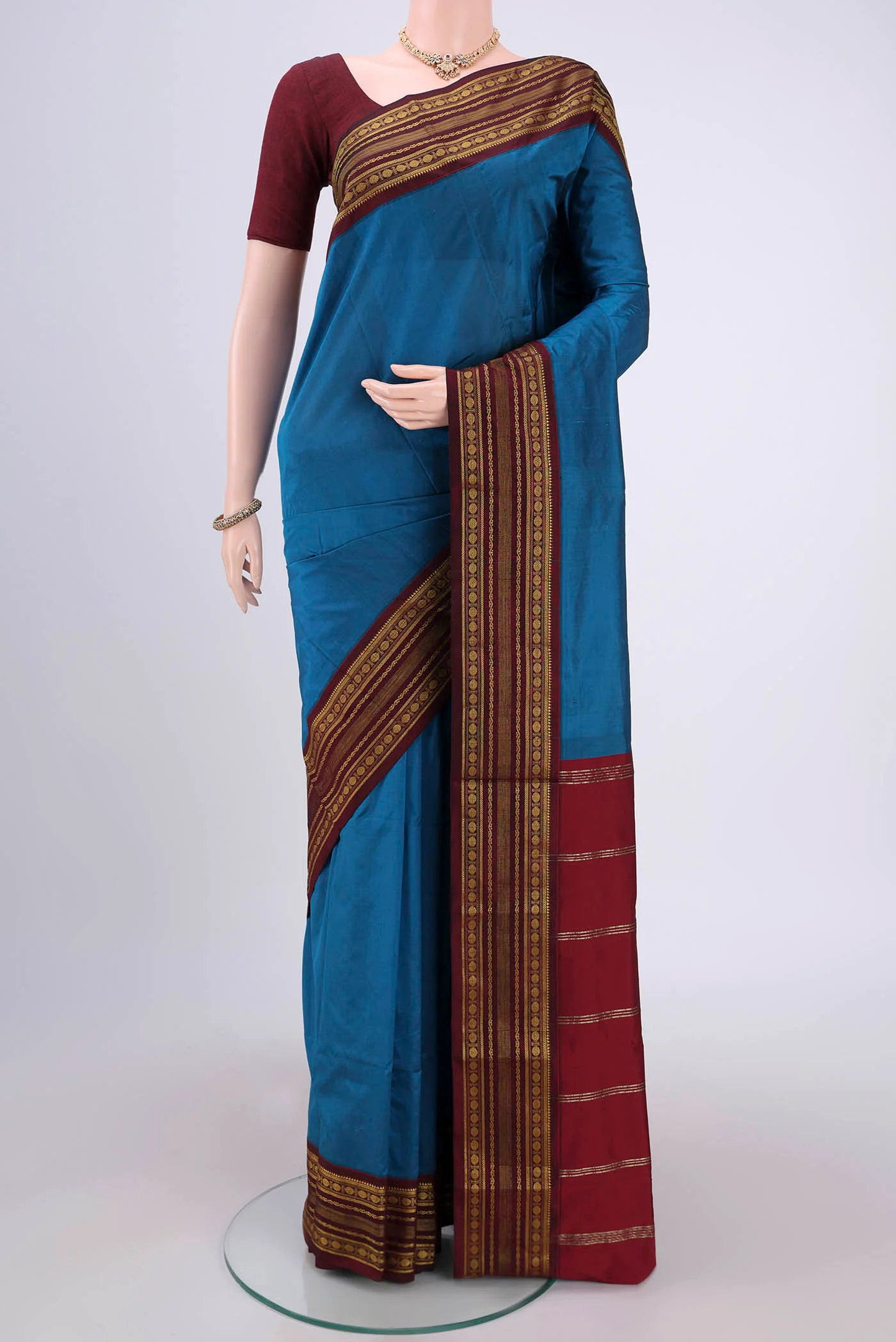Blue Blended Bangalore Silk Saree