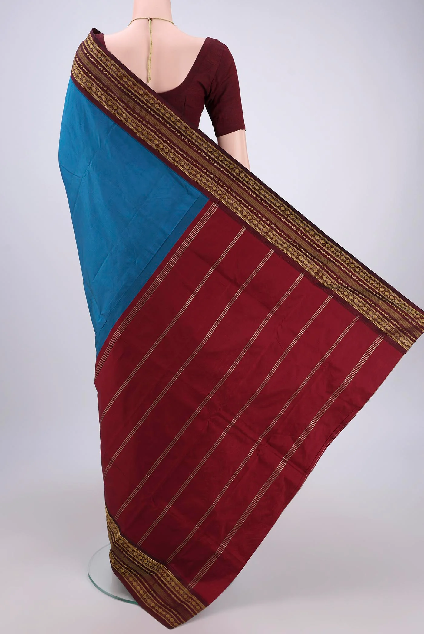 Blue Blended Bangalore Silk Saree - Image 3