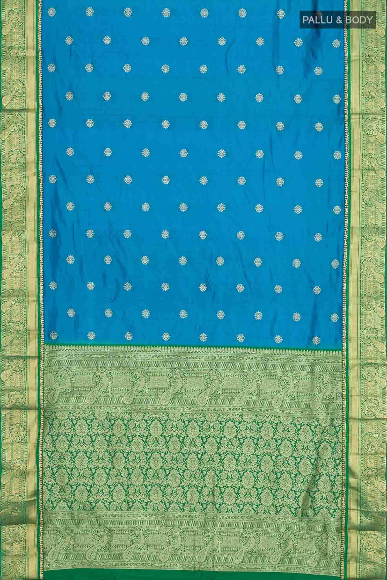 Blue Blended Bangalore Silk Saree - Image 2