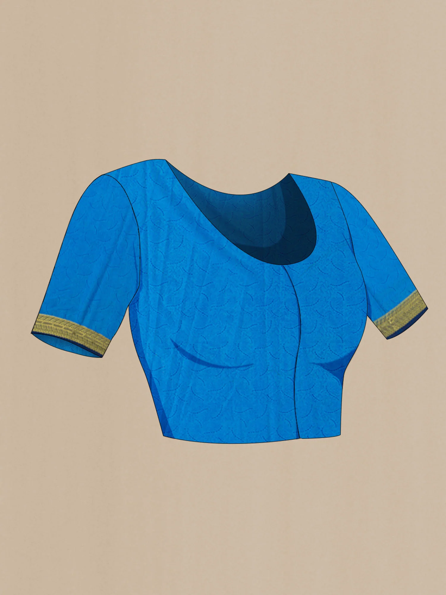 Blue Blended Crepe Saree - Image 4