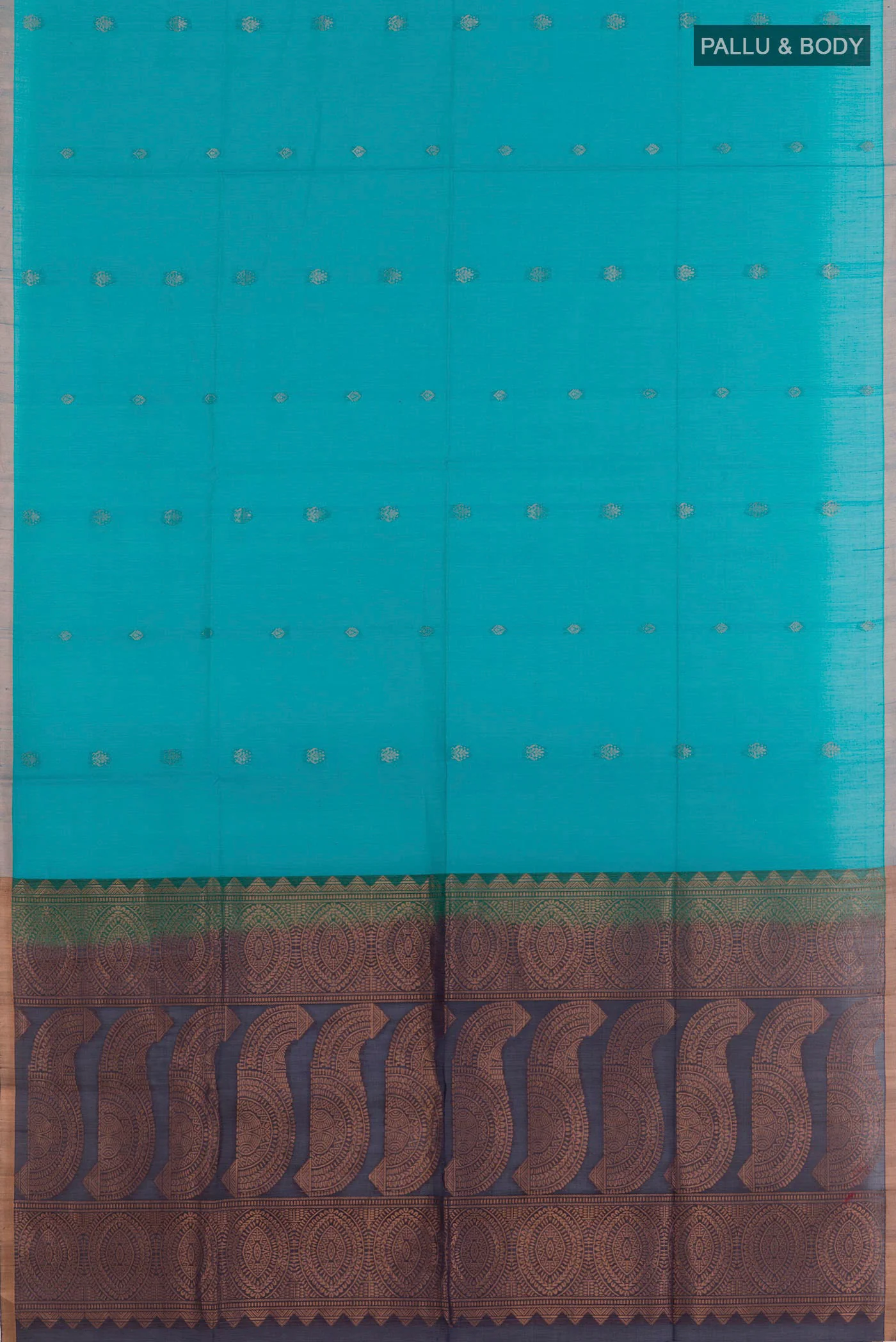 Blue Silk Cotton Saree - Image 3