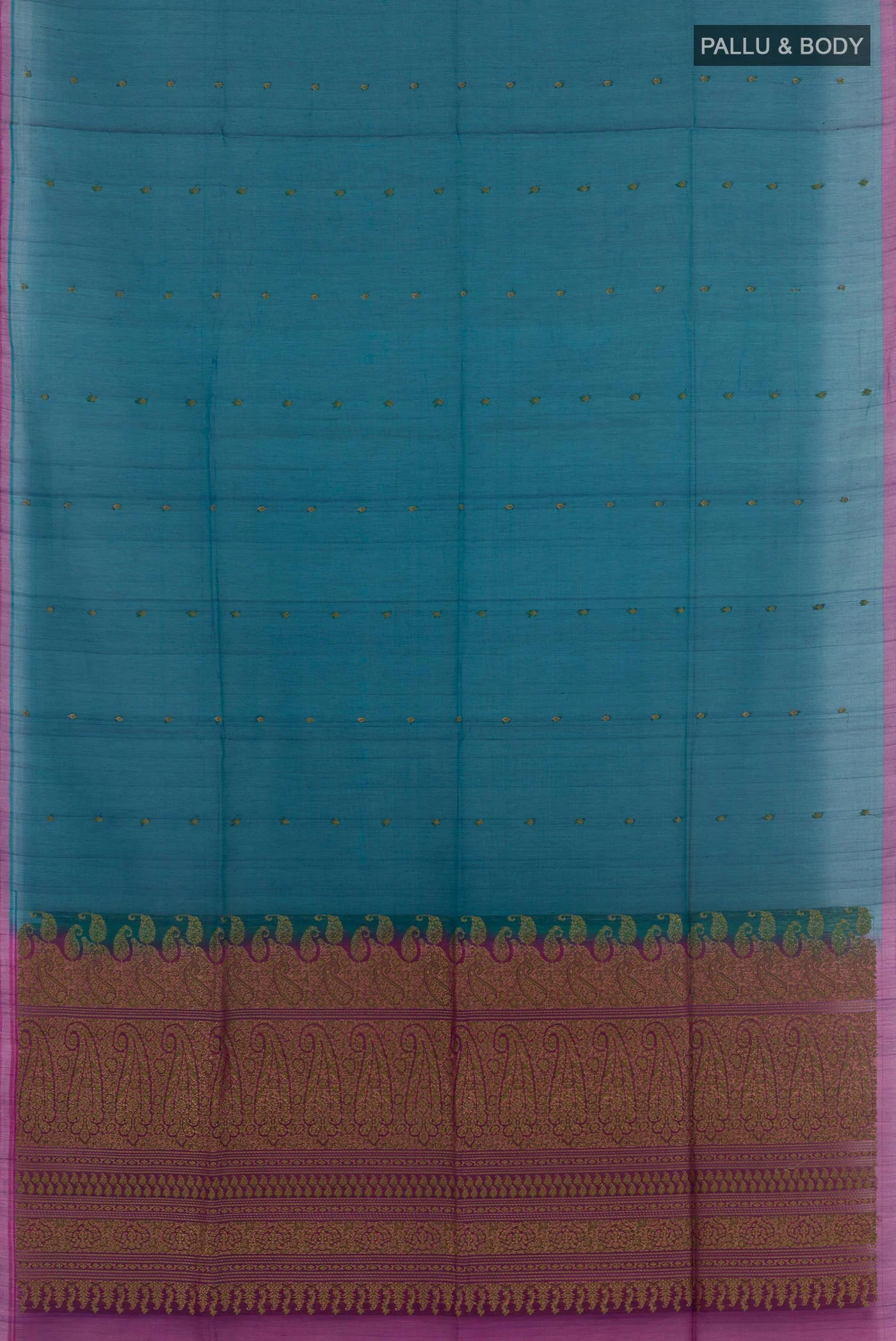Blue Silk Cotton Saree - Image 3