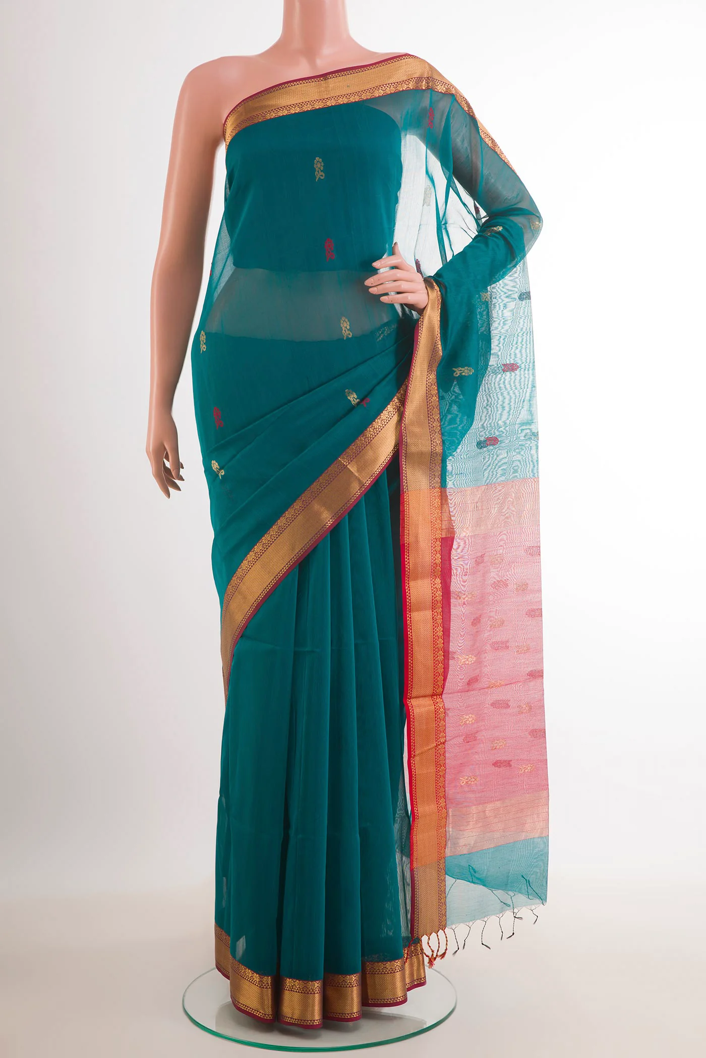 Blue Maheshwari Silk Cotton Saree
