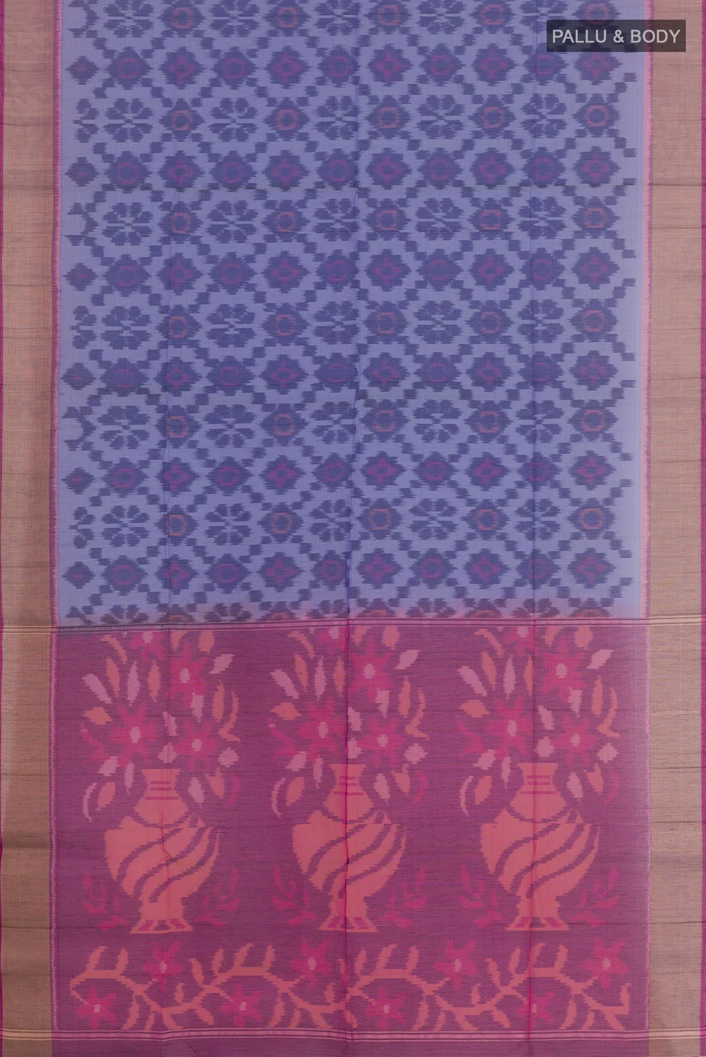 Blue Blended Silk Cotton Saree - Image 3