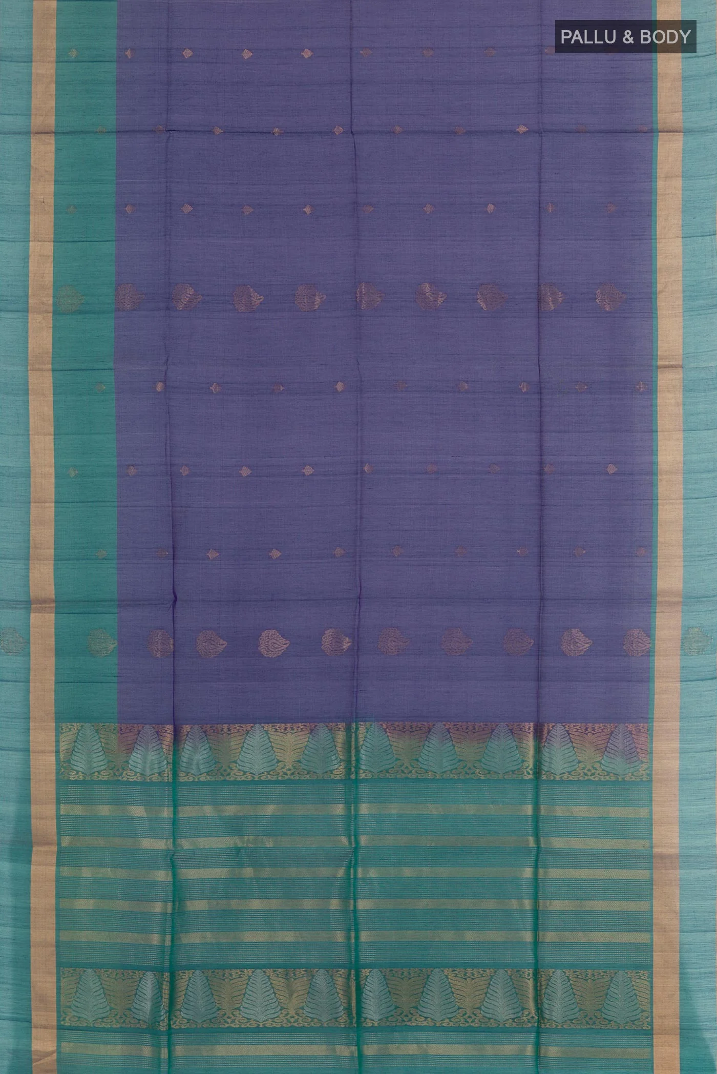 Dark Blue Silk Cotton Saree - Image 3
