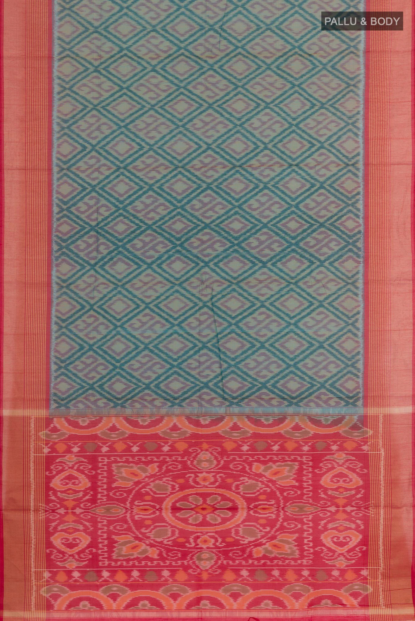 Blue Silk Cotton Saree - Image 3