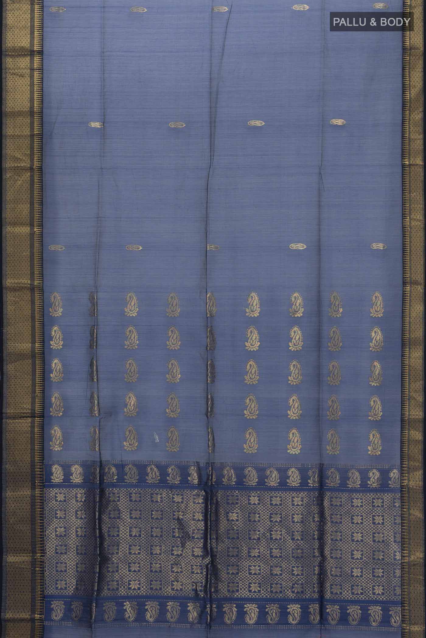 Blue Maheshwari Silk Cotton Saree - Image 5