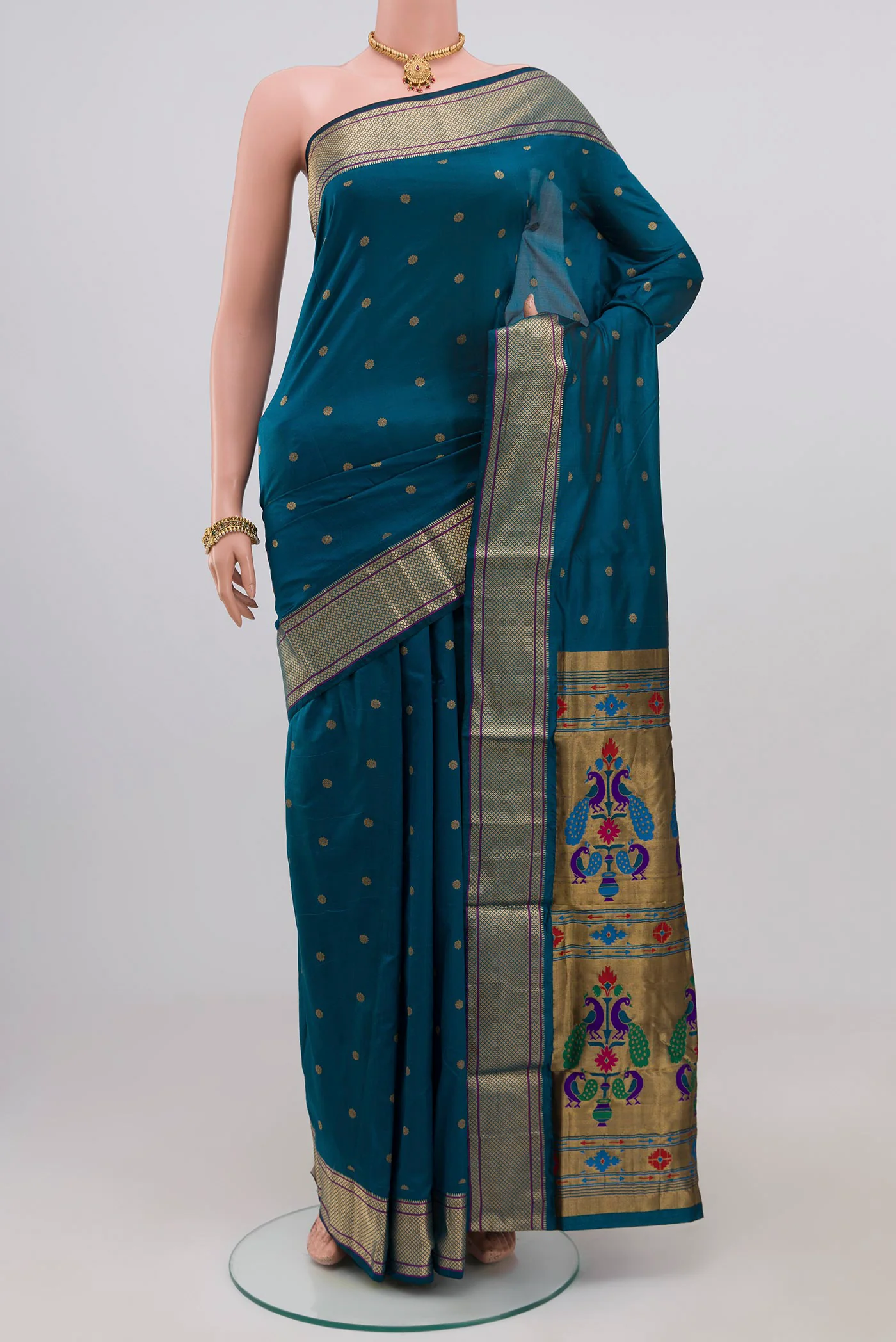 Blue Blended Paithani Silk Saree