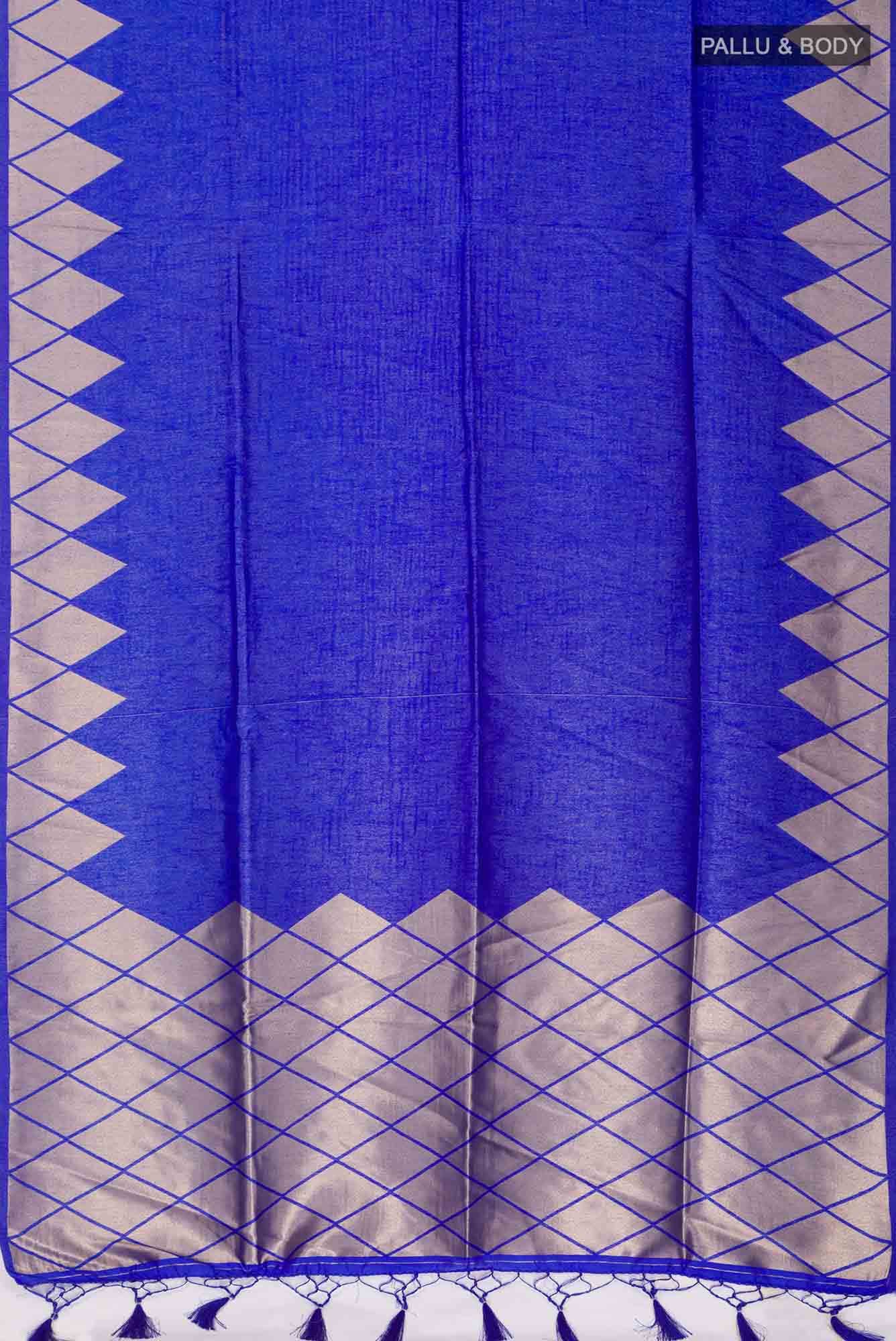Blue Blended Tussar Silk Saree - Image 4