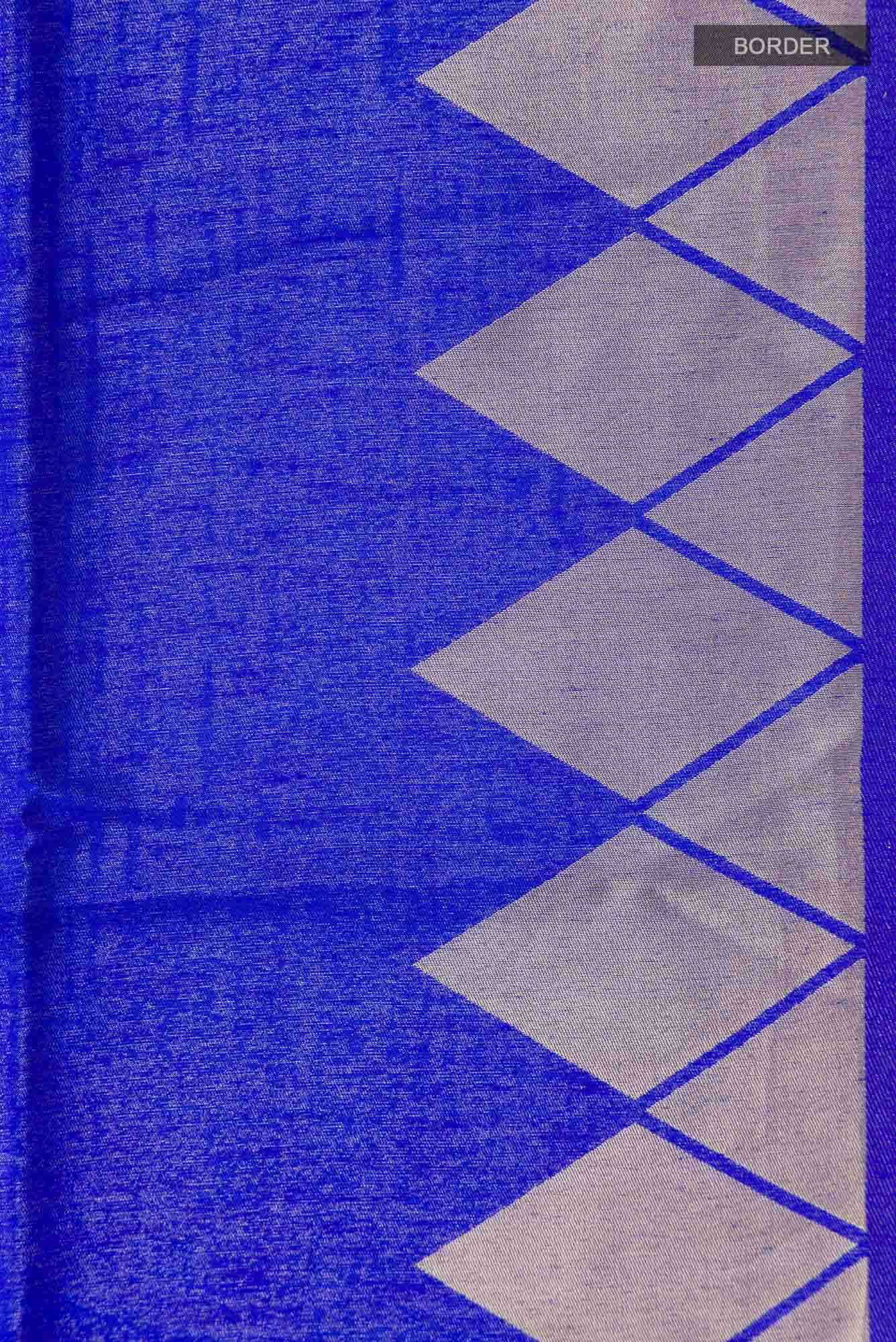 Blue Blended Tussar Silk Saree - Image 5