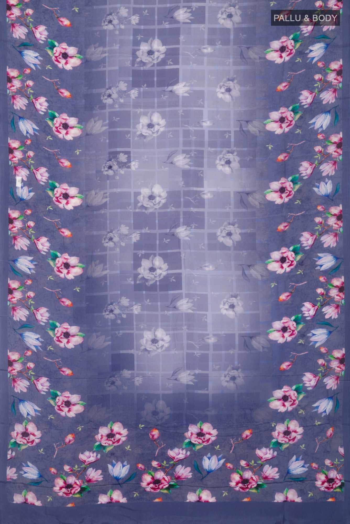 Blue Blended Viscose Crepe Saree - Image 2