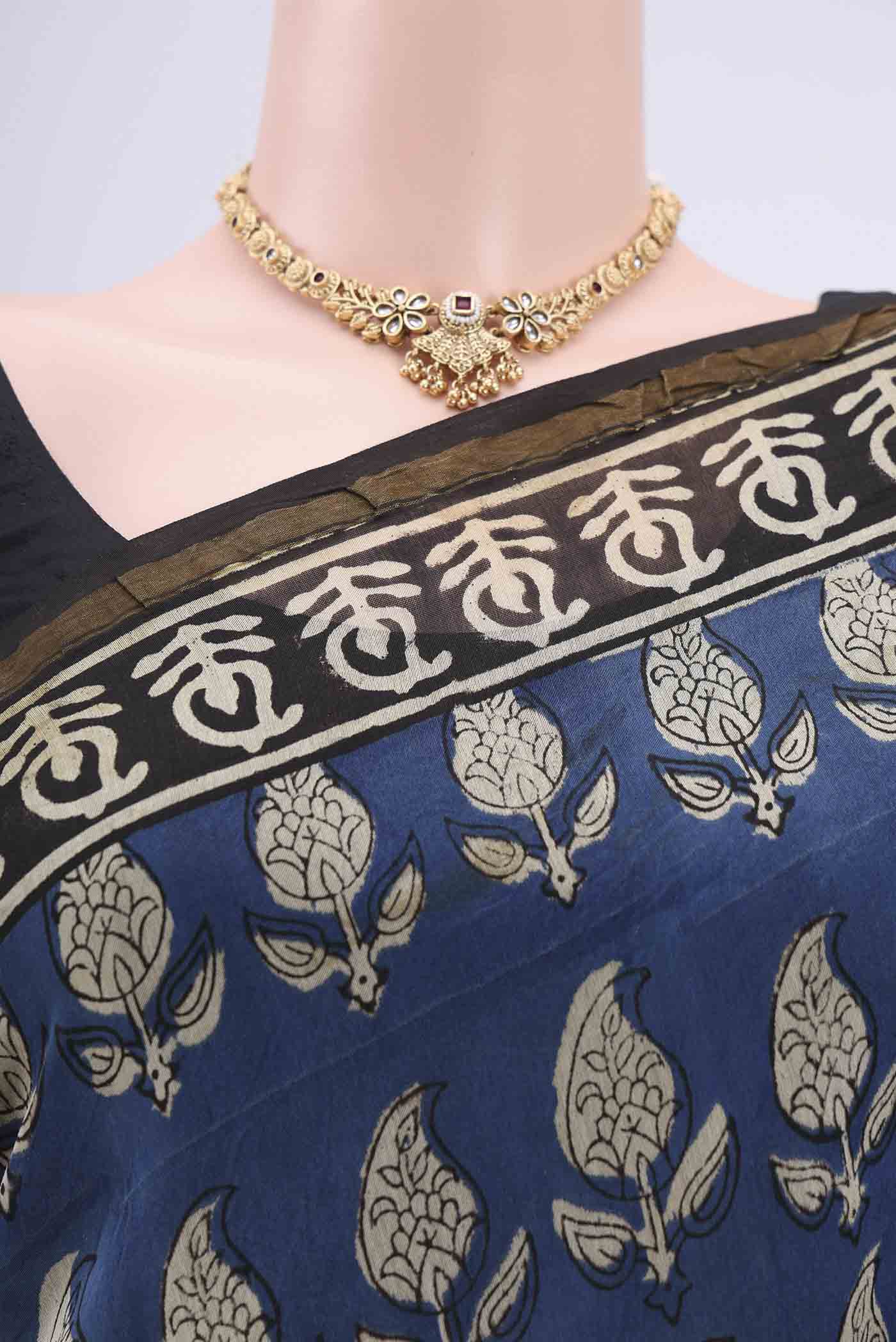 Blue Chanderi Silk Cotton Saree - Image 2