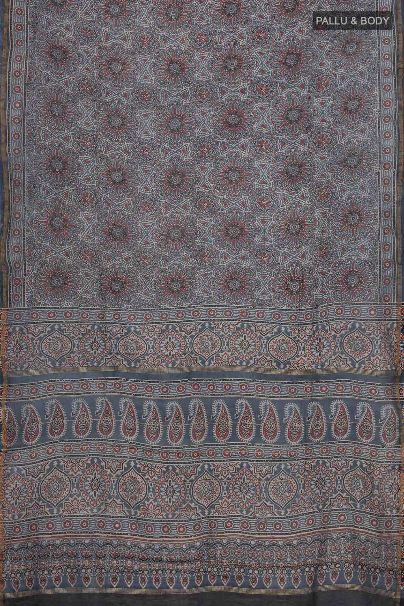 Blue Chanderi Silk Cotton Saree - Image 2