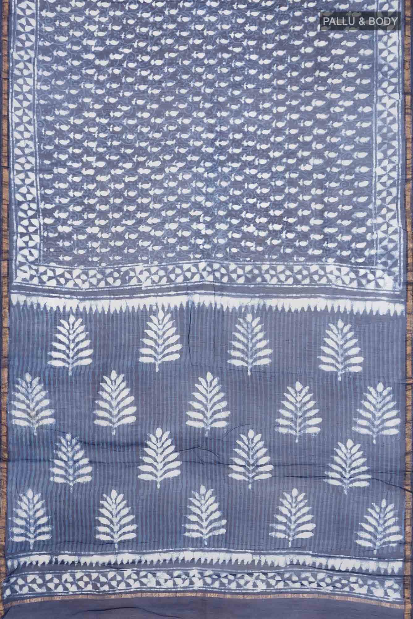 Blue Chanderi Silk Cotton Saree - Image 2