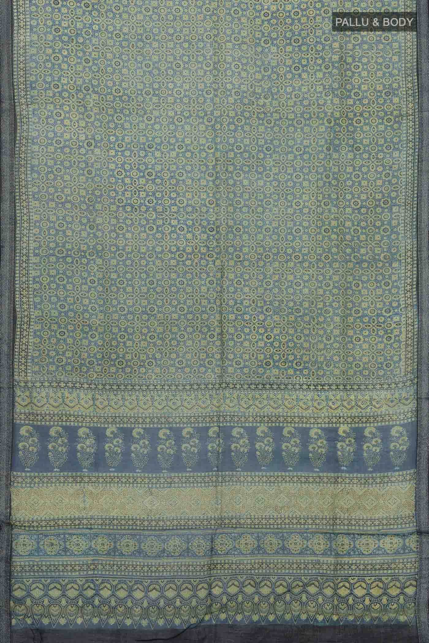 Blue Chanderi Silk Cotton Saree - Image 3
