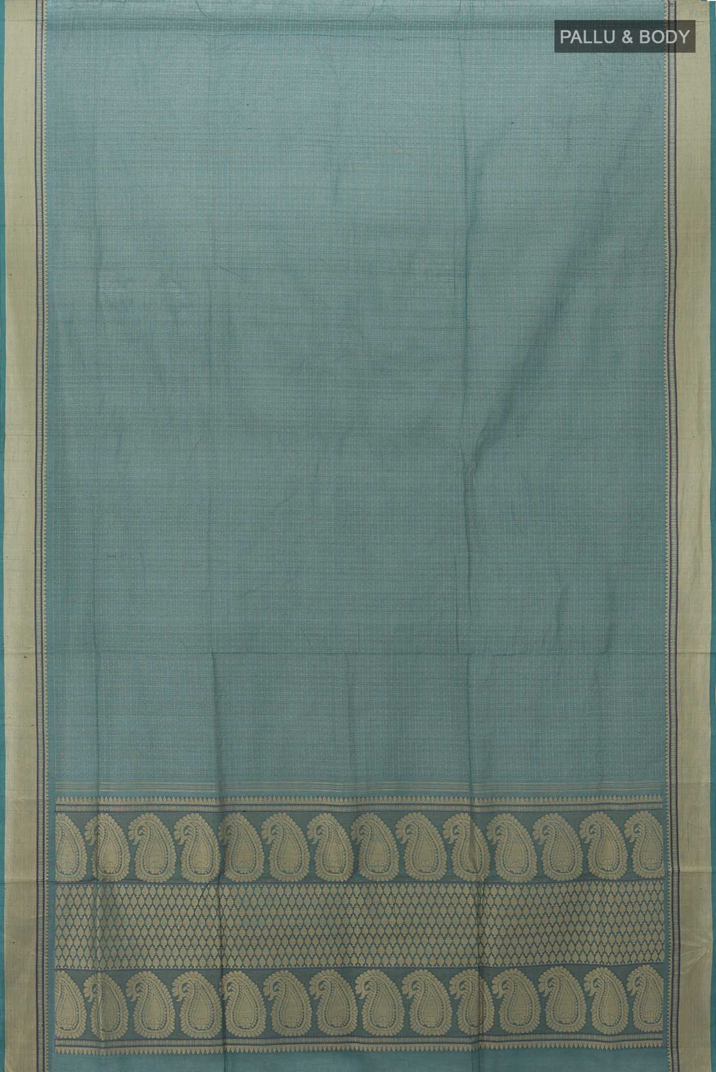 Blue Coimbatore Cotton Saree - Image 5