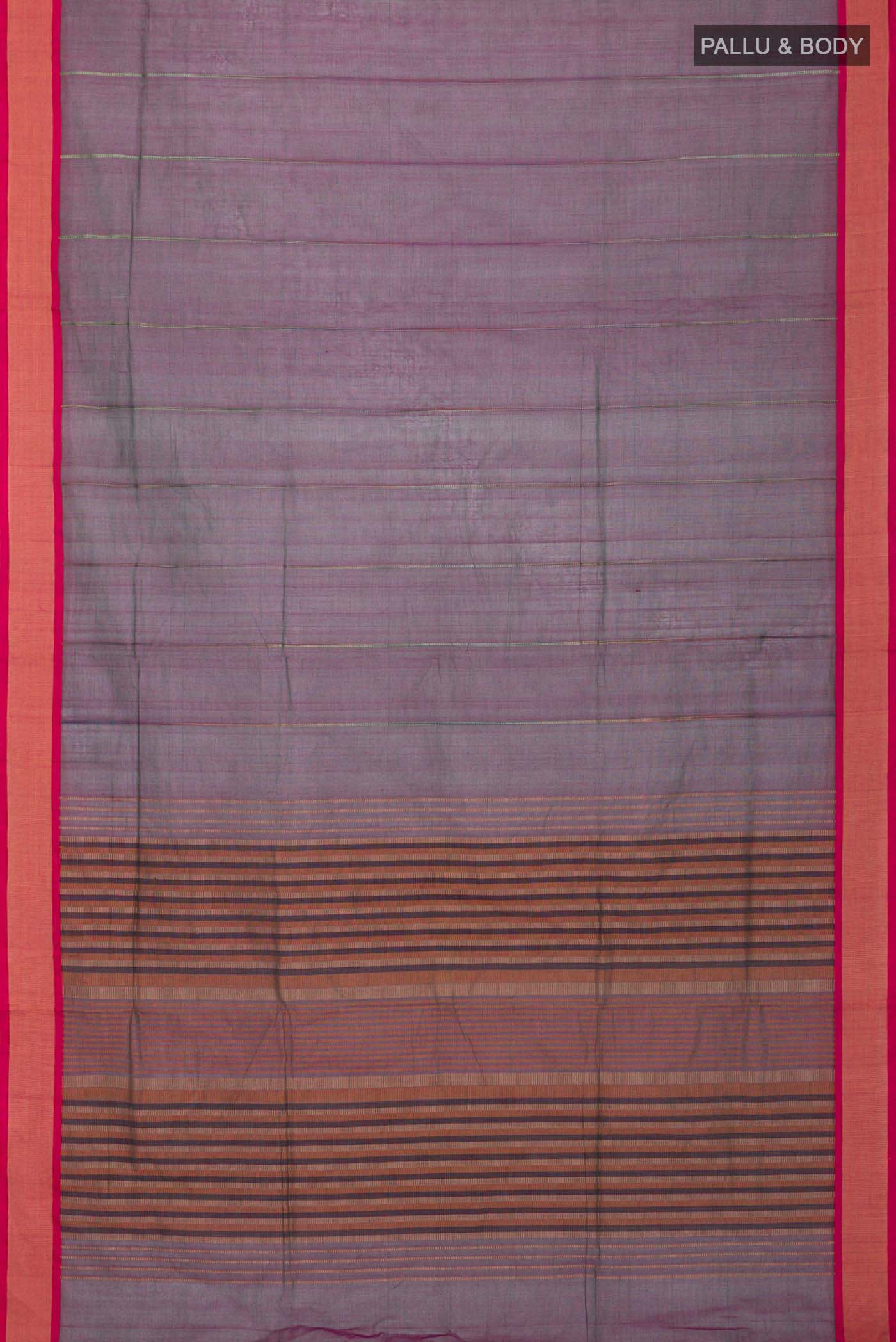 Green with Pink Color Coimbatore Cotton Saree - Image 3