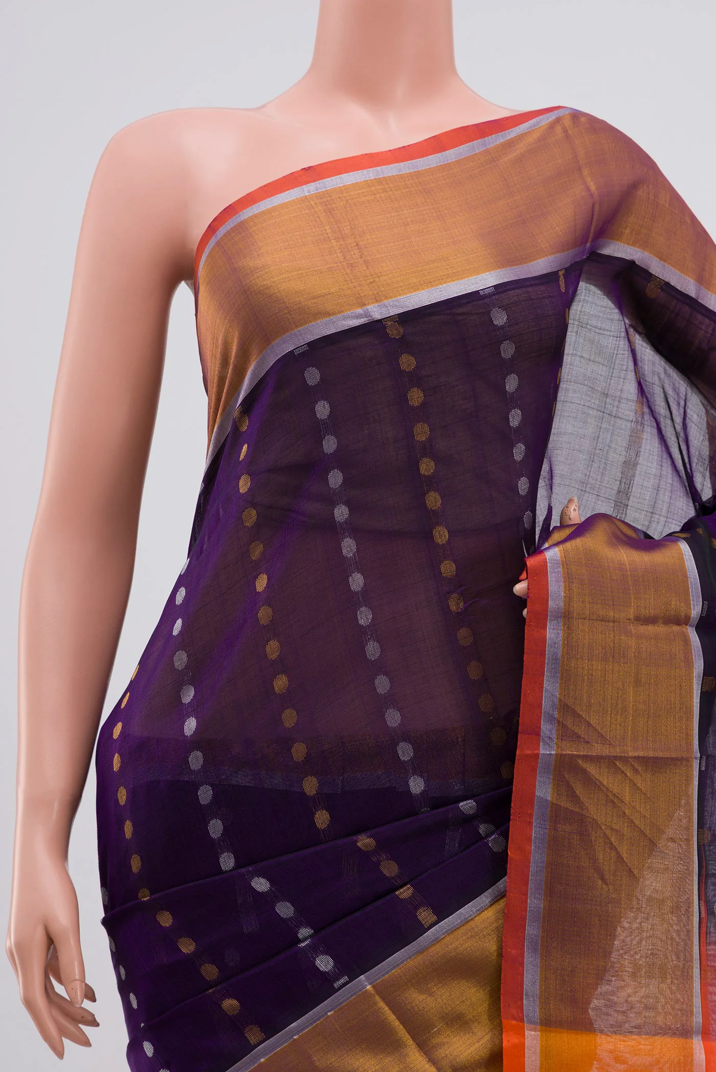 Violet Coimbatore Silk Cotton Saree - Image 2