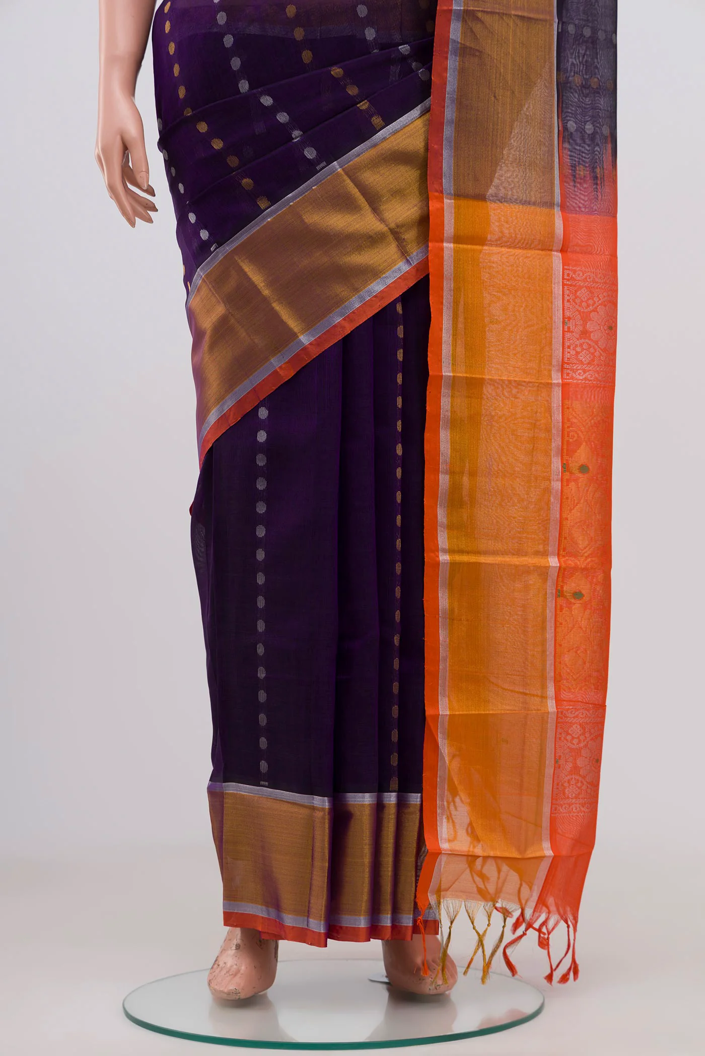 Violet Coimbatore Silk Cotton Saree - Image 3