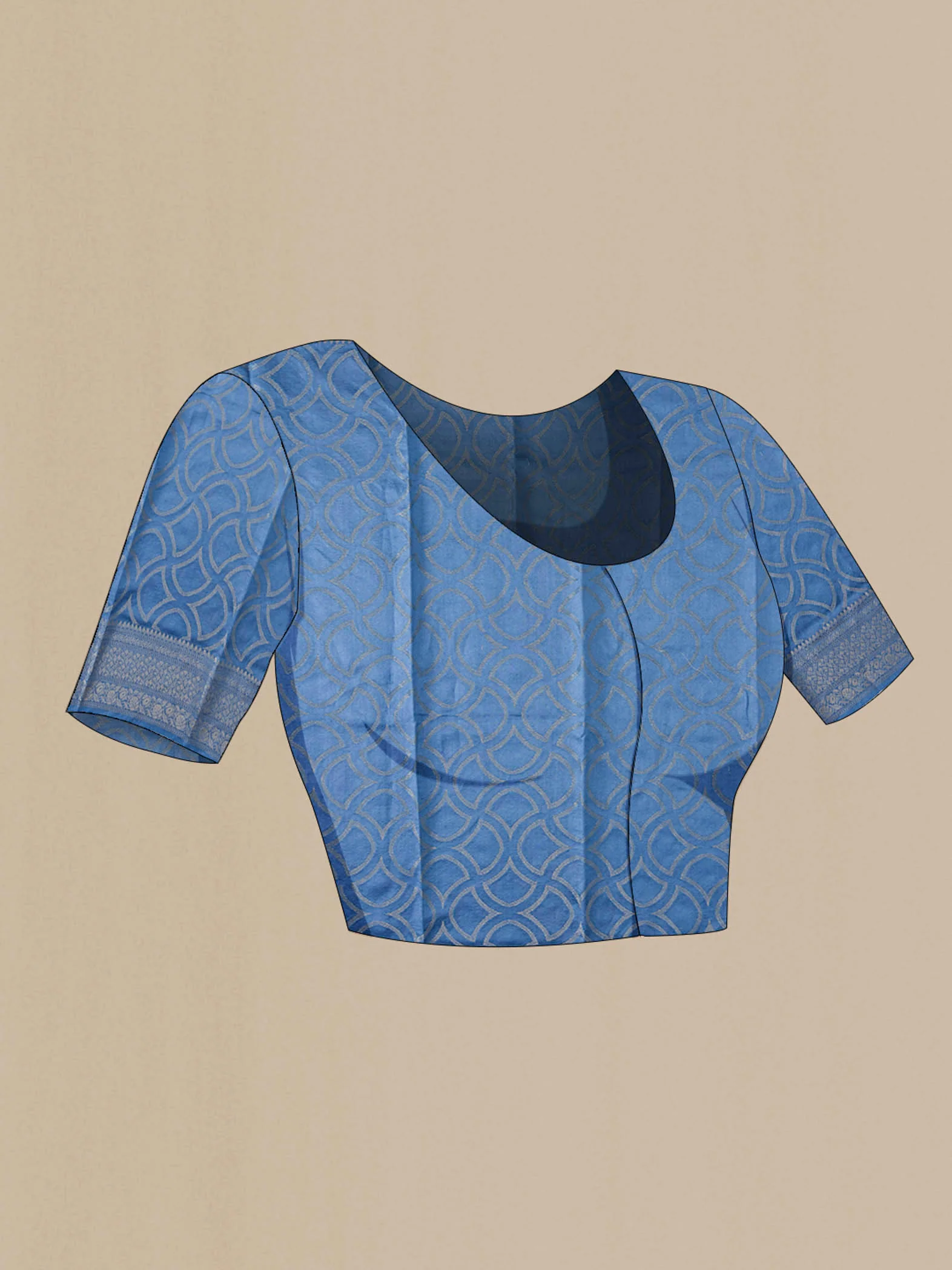 Blue Crepe Saree - Image 5