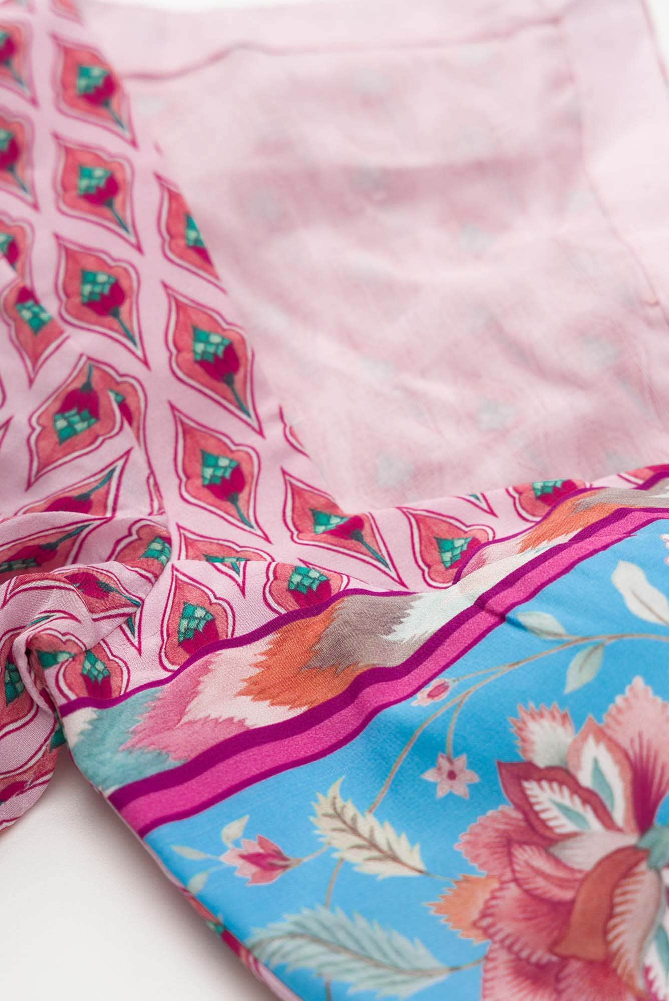 Bagicha - Sky Blue Floral design saree from Chintz Collection, Designed by Nalli - Image 5