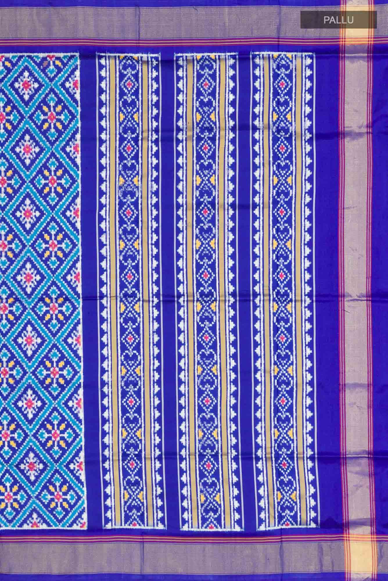 Blue Double Ikat Saree - Image 5