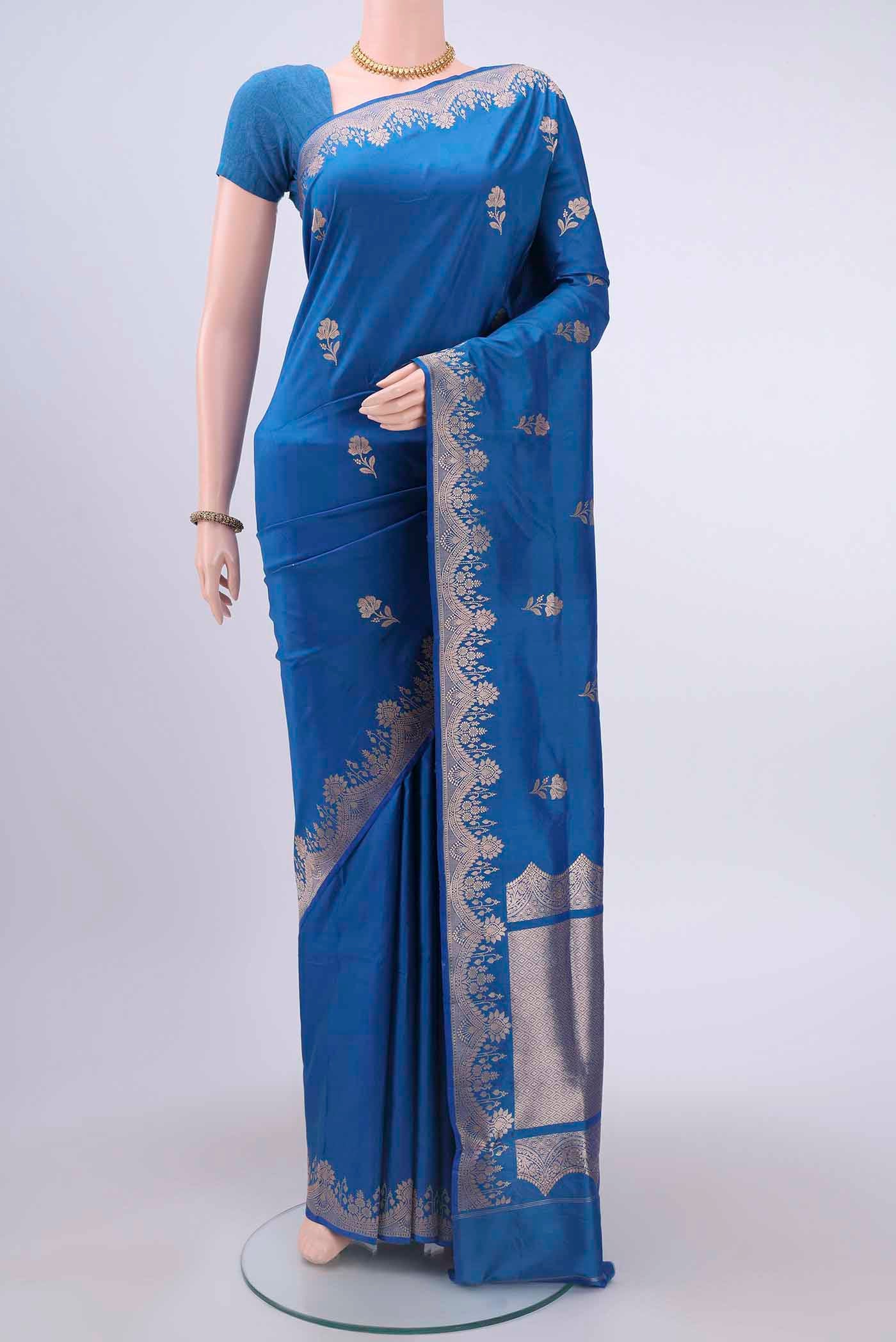 Blue Dual Tone Banarasi Katan Silk Saree