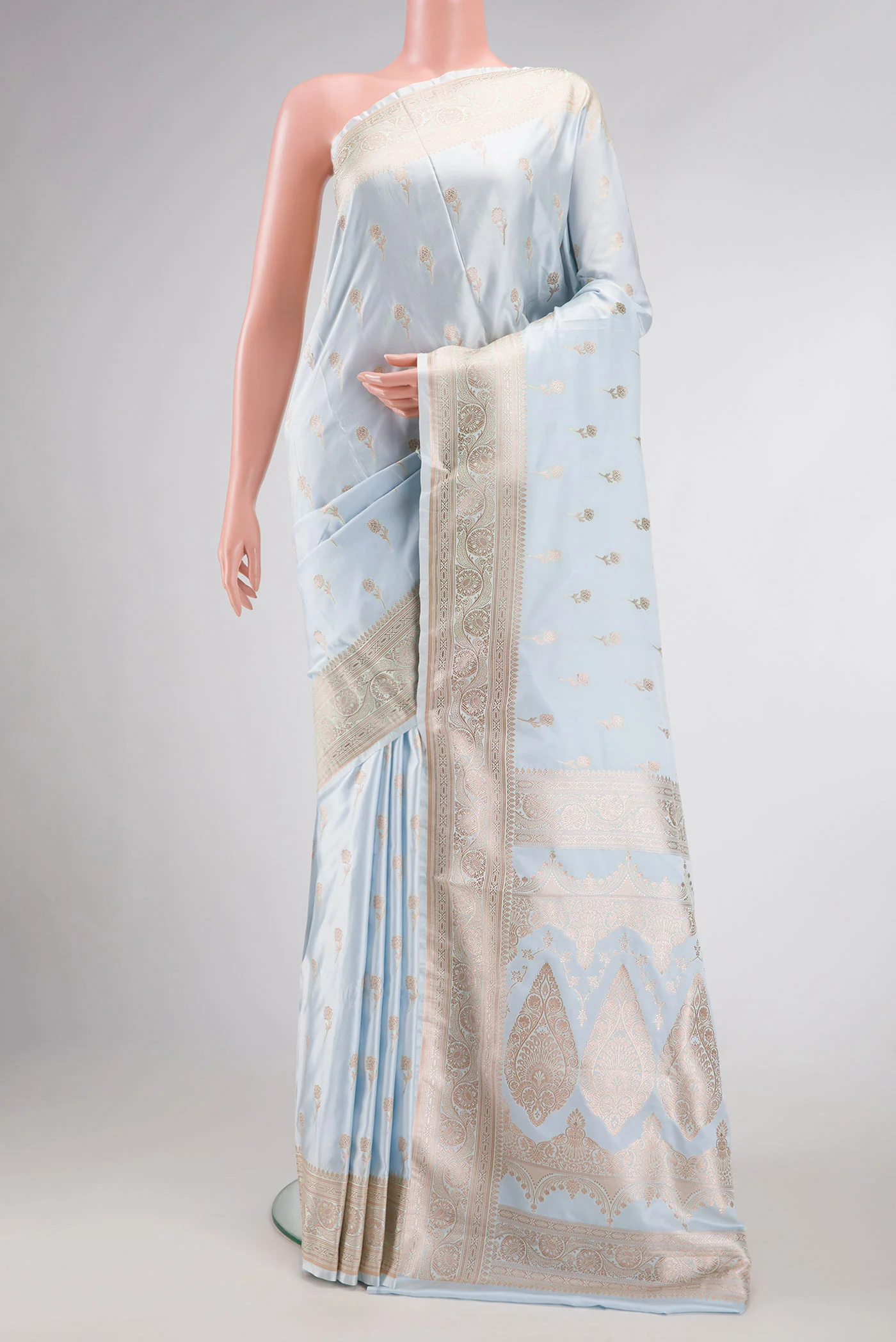 Blue Blended Banarasi Silk Saree