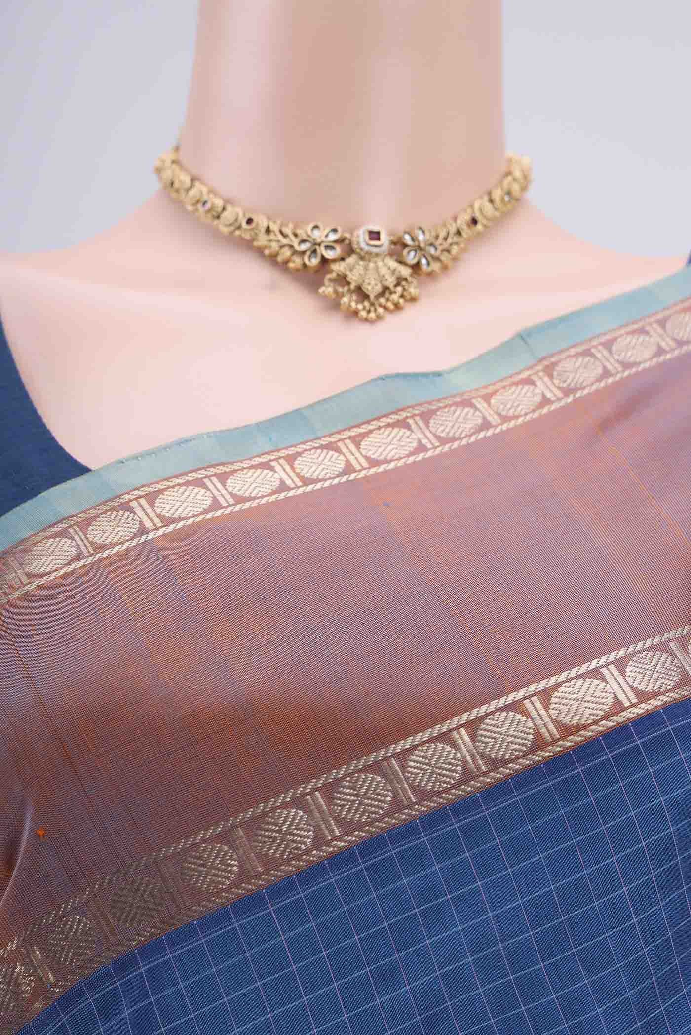 Blue Coimbatore Silk Cotton Saree - Image 2