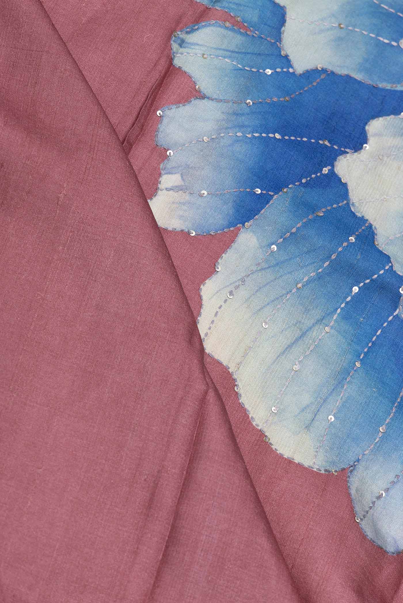 Blue Dual Tone Blended Tussar Silk Saree - Image 2