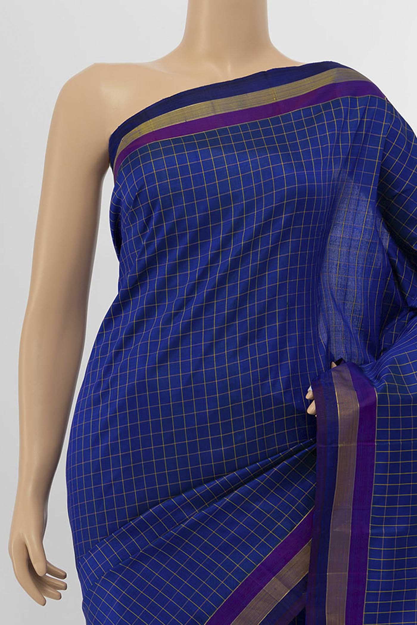 Blue Dual Tone Kanjivaram Silk Saree - Image 2