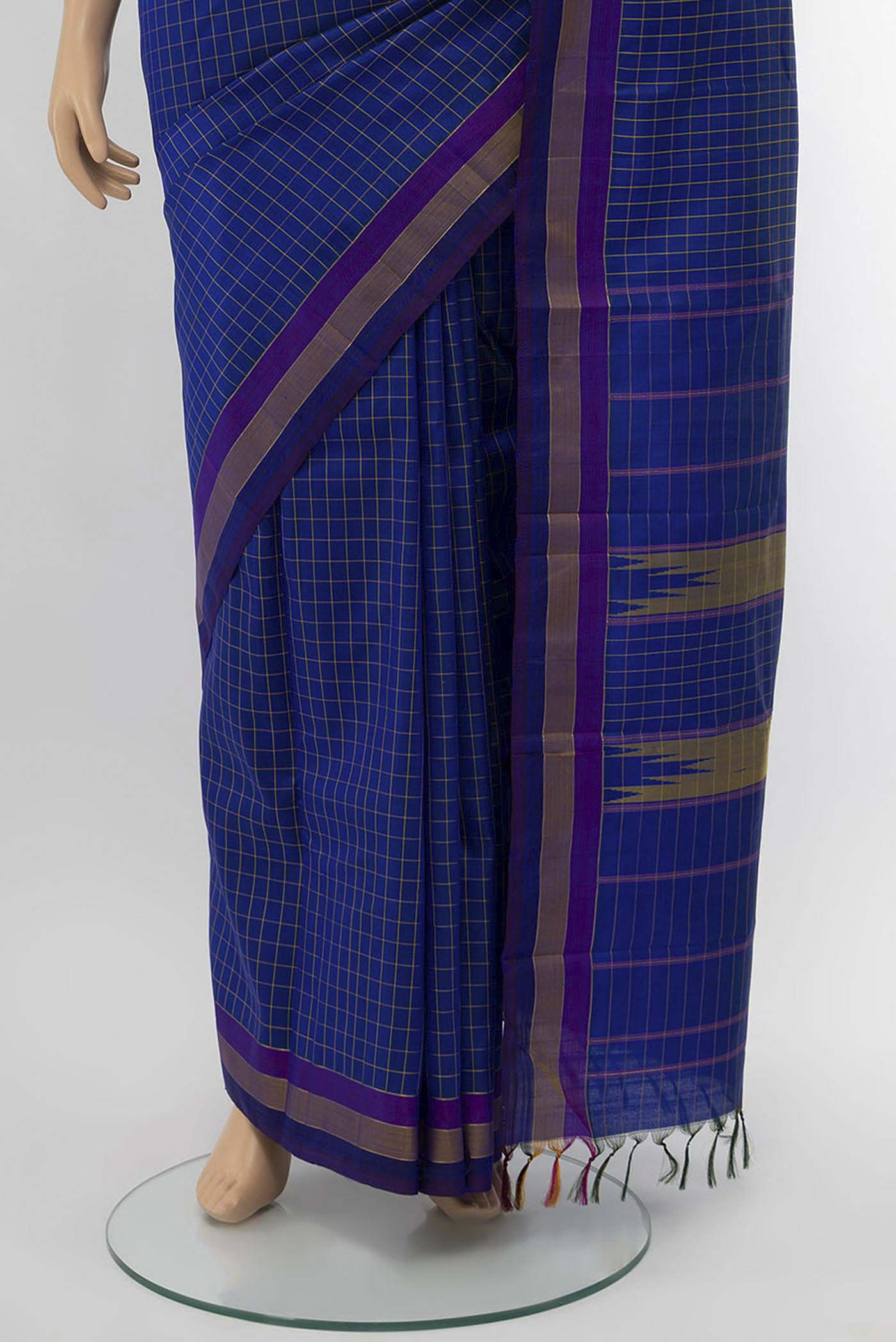 Blue Dual Tone Kanjivaram Silk Saree - Image 3