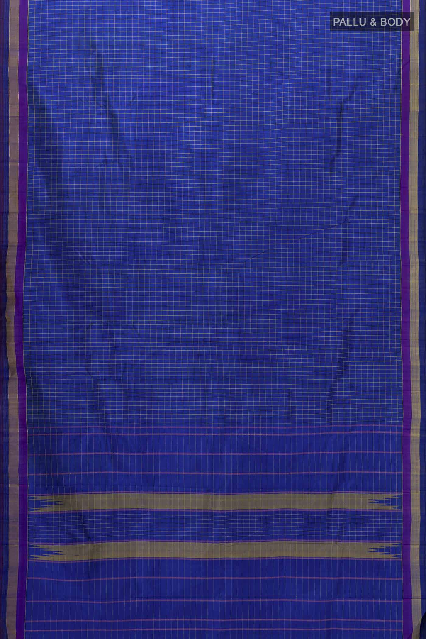 Blue Dual Tone Kanjivaram Silk Saree - Image 5