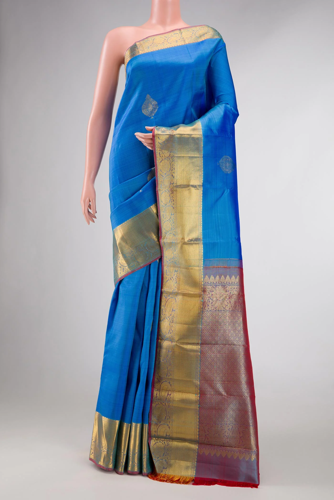 Blue Dual Tone Kanjivaram Silk Saree
