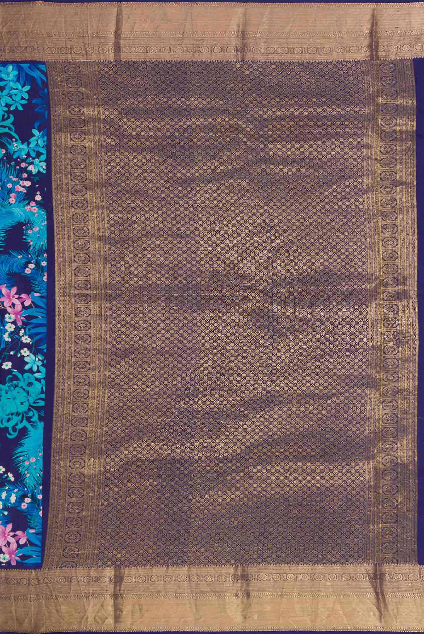 Blue Dual Tone Kanjivaram Silk Saree - Image 7