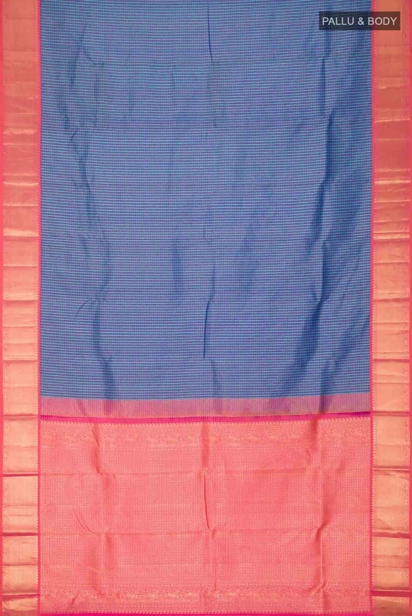 Blue Dual Tone Kanchipuram Silk Saree - Image 4
