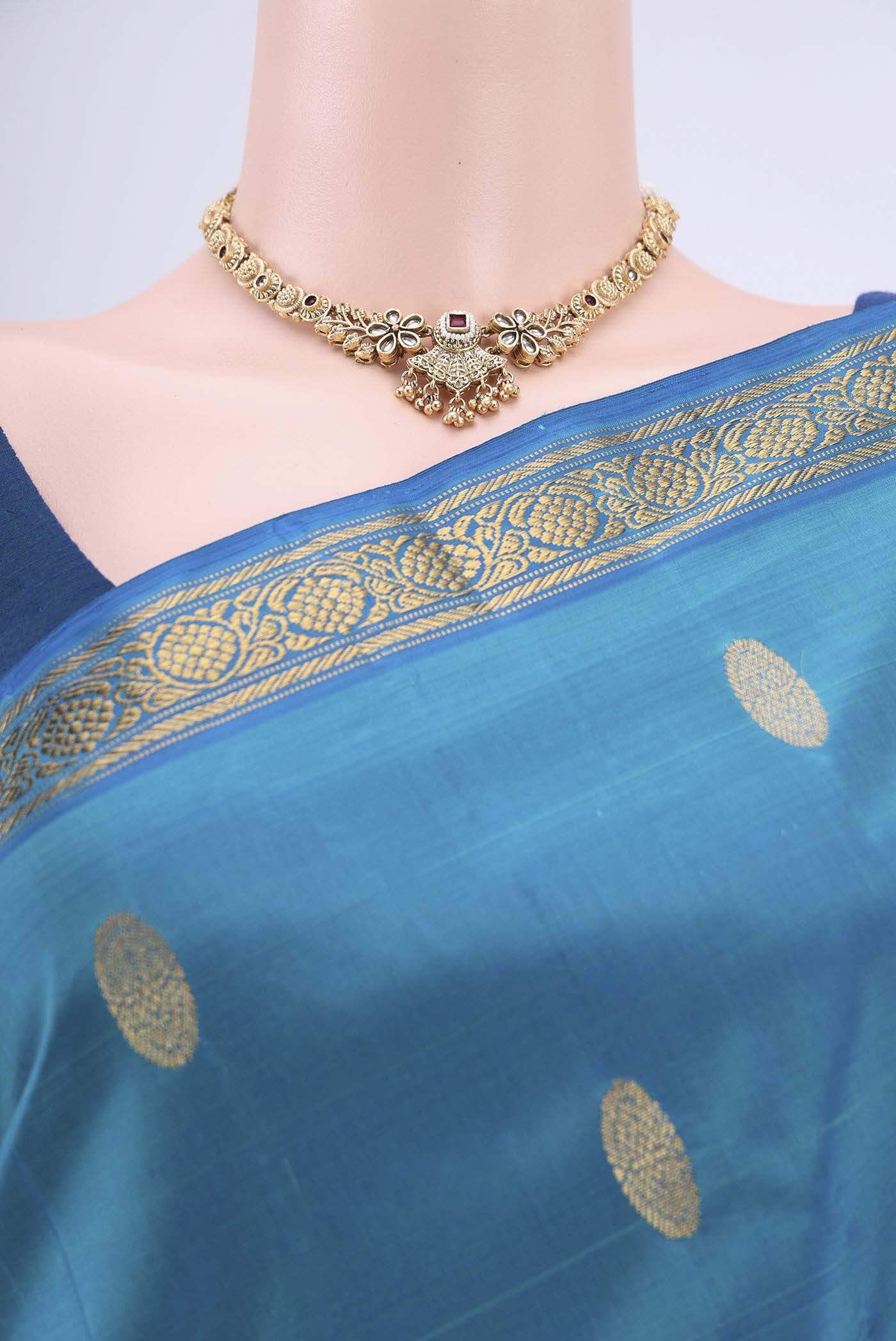 Blue Kanjivaram Silk Saree - Image 2