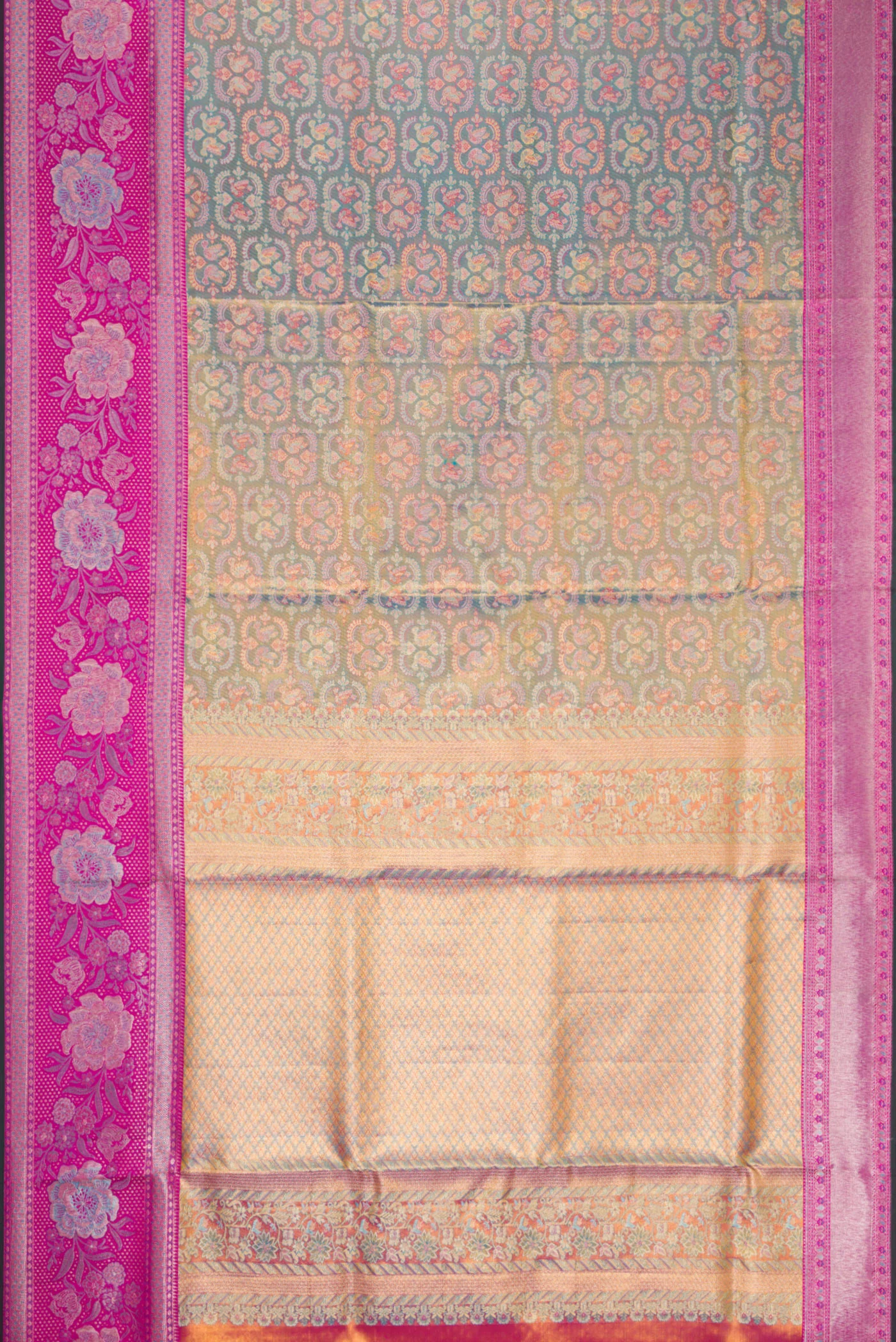 Blue Dual Tone Kanjivaram Tissue Silk Saree - Image 6