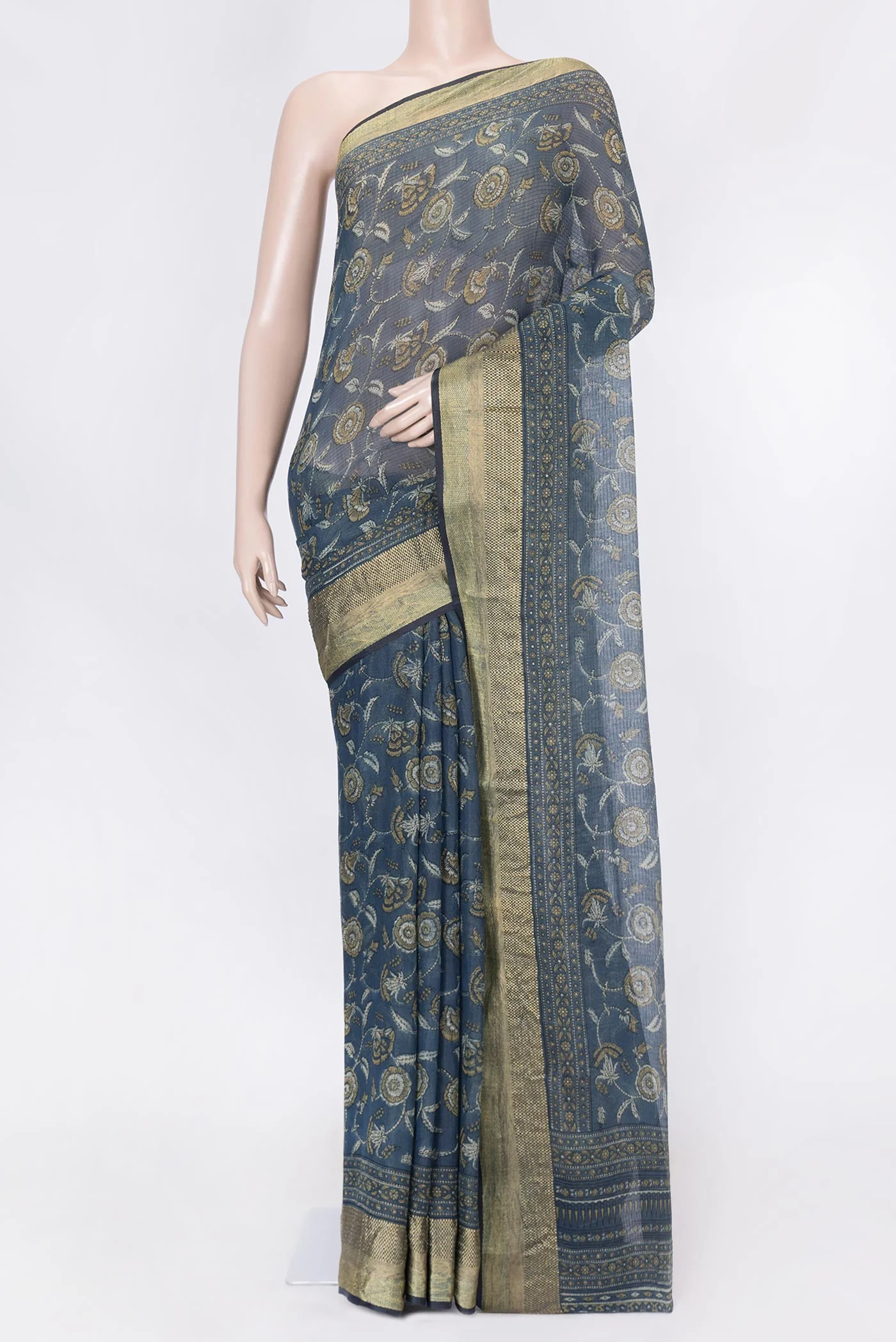 Blue Dual Tone Kota Silk Saree