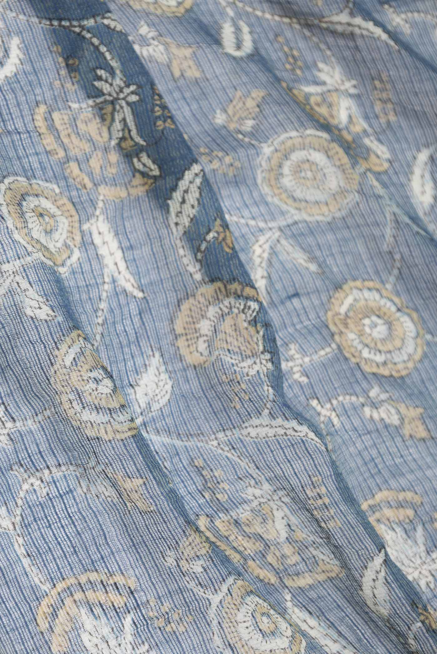 Blue Dual Tone Kota Silk Saree - Image 2