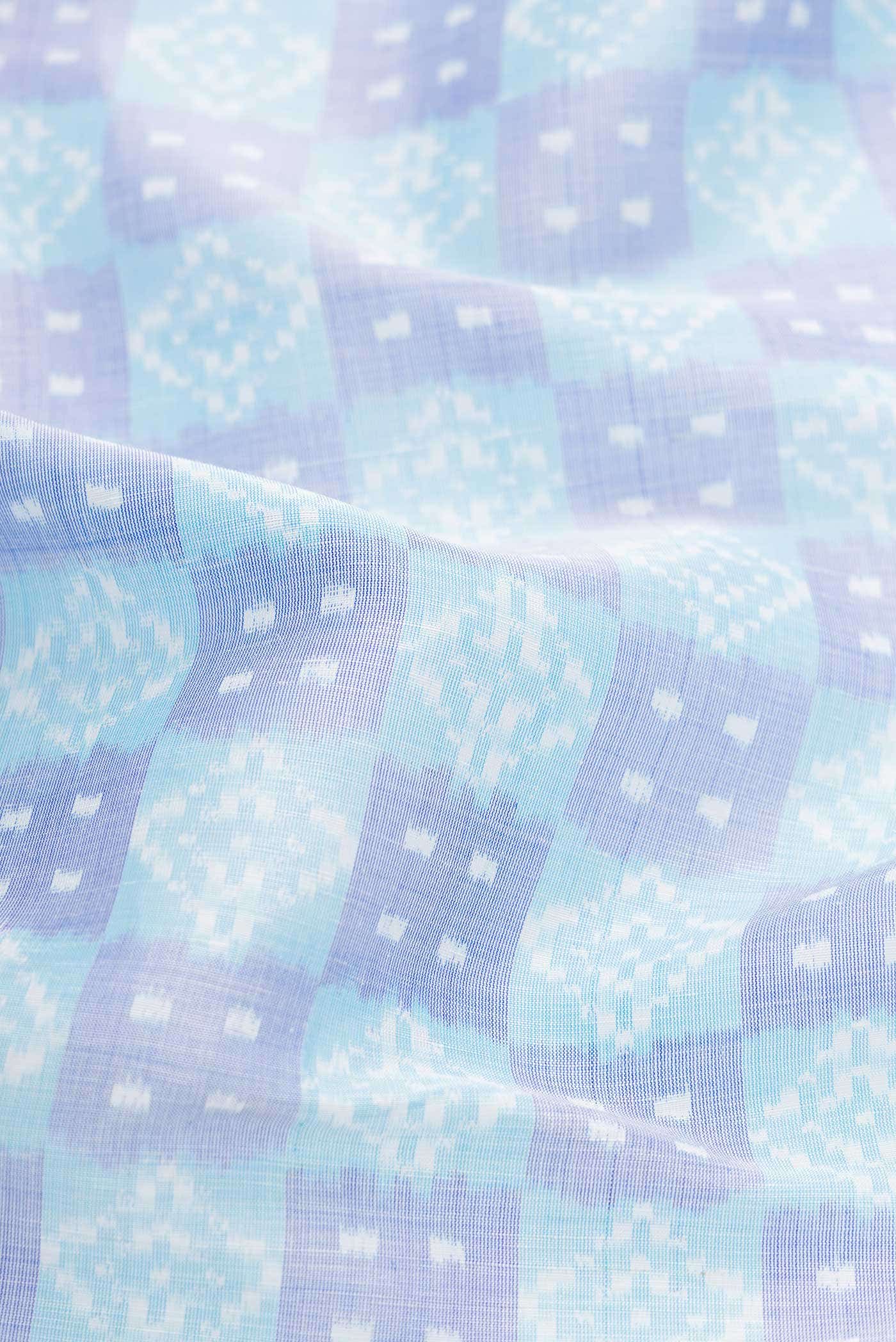 Blue Dual Tone Linen Saree - Image 3