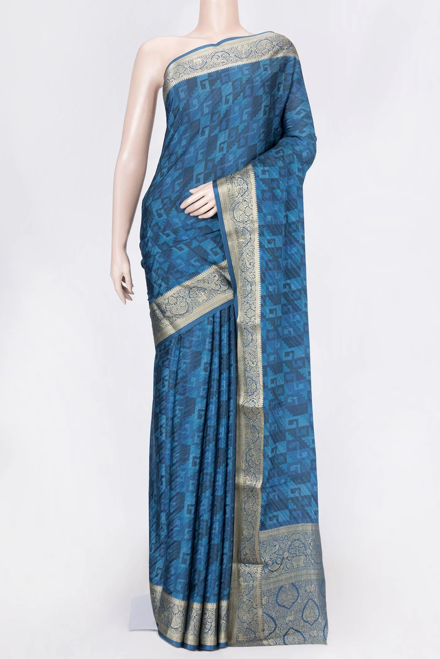 Blue Dual Tone Mysore Crepe Saree