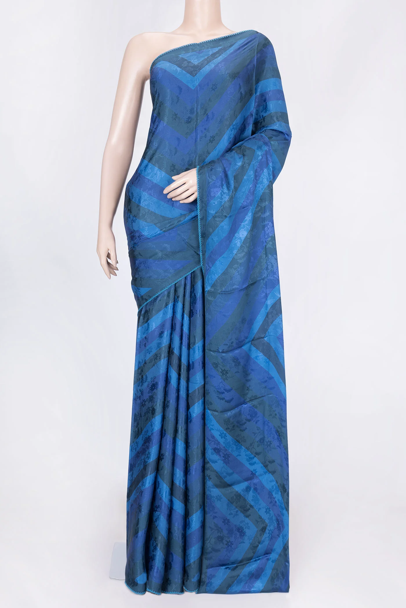 Blue Dual Tone Mysore Crepe Saree