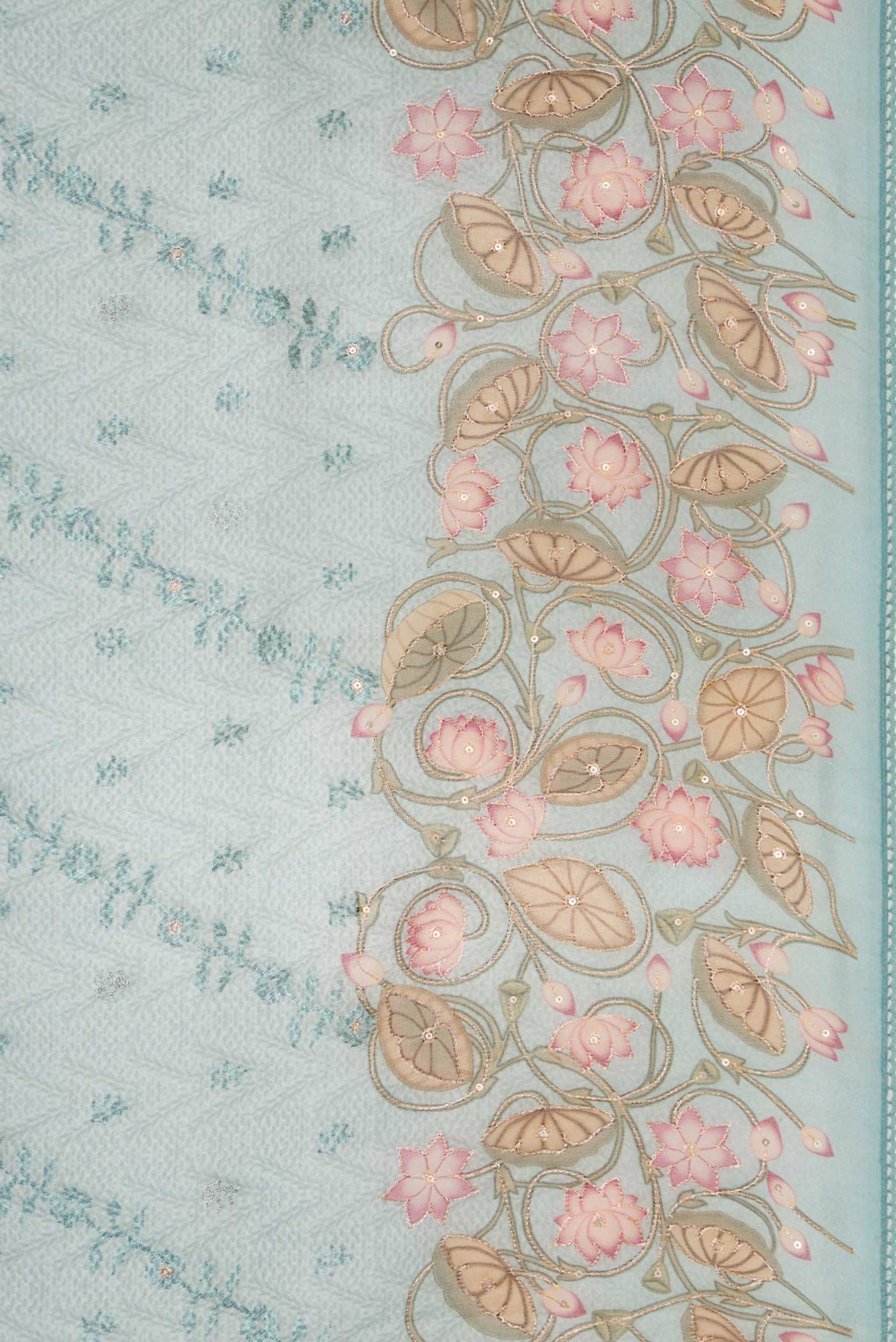 Blue Grey Organza Silk Saree - Image 3