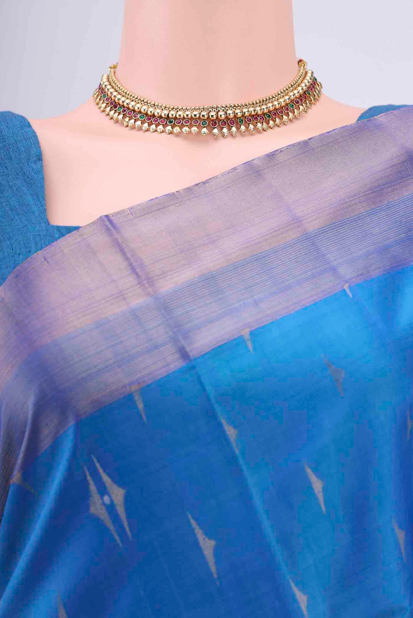 Blue Dual Tone Soft Silk Saree - Image 2