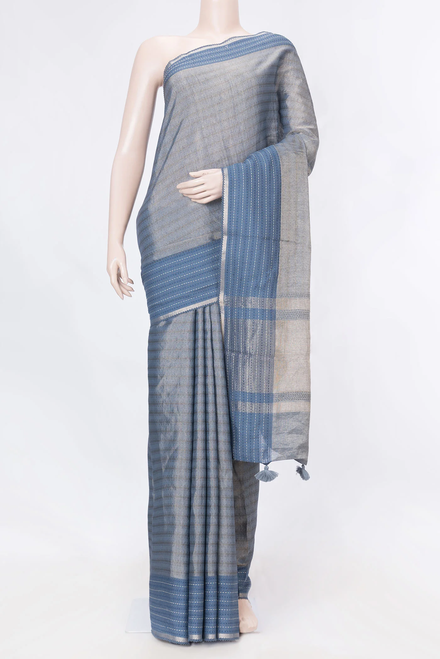 Blue Dual Tone Tussar Saree