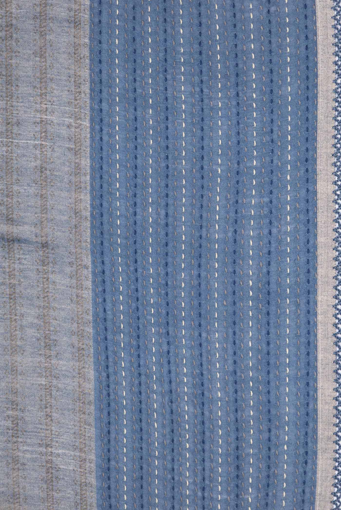 Blue Dual Tone Tussar Saree - Image 3